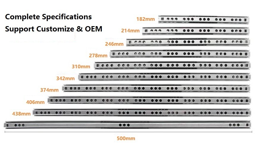 Foshan Factory Drawer slide 17mm width zinc furniture accessories two way linear ball bearing drawer slide