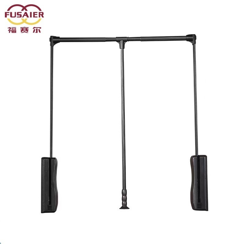 Factory Supply Original Closet Organizer All Black Pull Down Wardrobe Lift /Closet Hanger for Wardrobe Soft Close