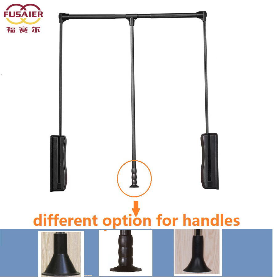 Factory Supply Original Closet Organizer All Black Pull Down Wardrobe Lift /Closet Hanger for Wardrobe Soft Close