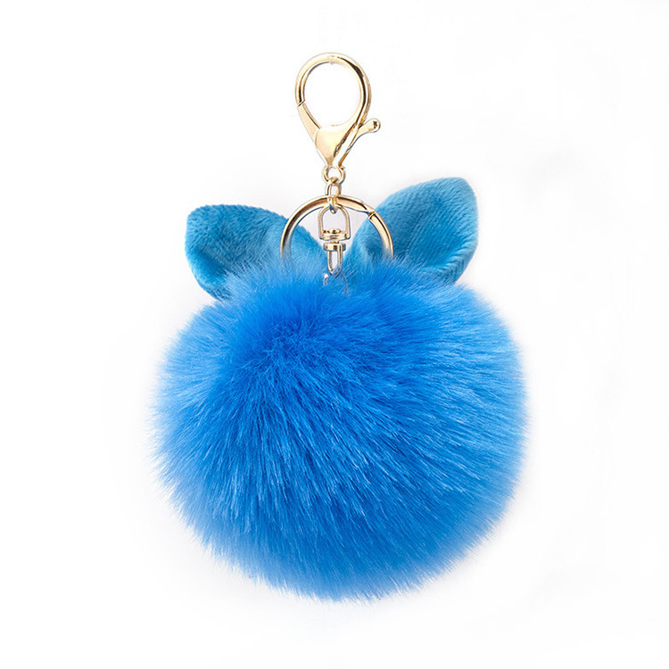 Color Rabbit Furs Ball Key Chain Pompom Fluffy Fur Pom Pom Keychains For Bag Car Charms Bunny Keyring