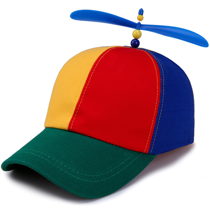 New design Child Adjustable Propeller Ball Baseball Cap Dragonfly Top Multi Color Patchwork Funny cap for kids