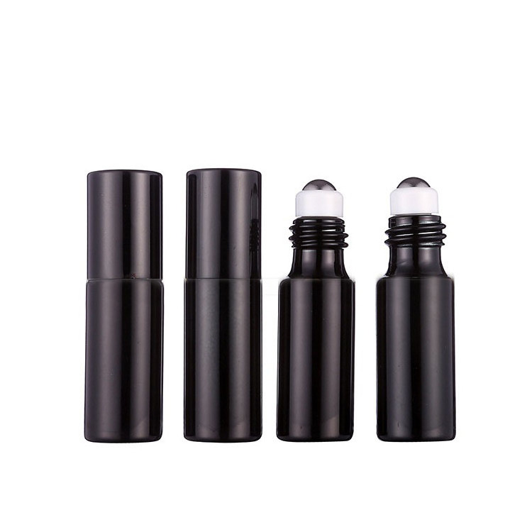 Black Glass Roller Bottles Refillable Roll On Bottle for essential oil serum perfume 5ml 10ml 15ml Skin Care Cosmetic Containers