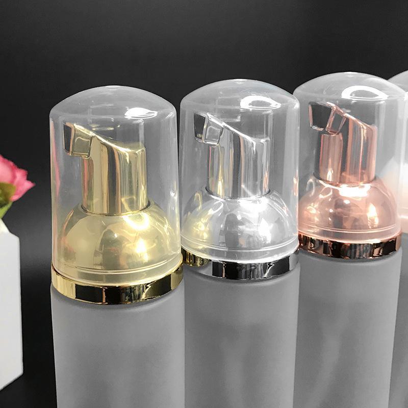 50ml Travel Foamer Frosted Plastic Foam Bottles with Gold/Silver Pump Hand Wash Soap Mousse Cream Dispenser Bubbling Bottle