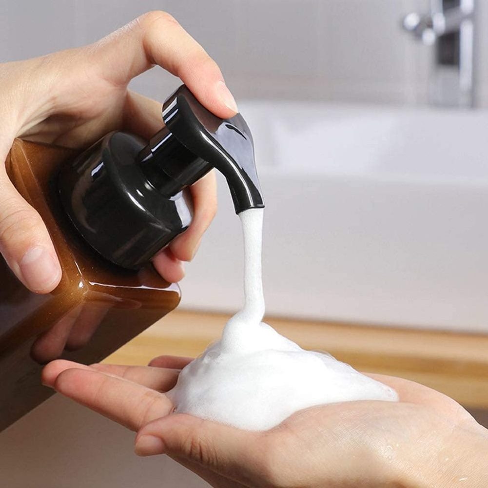 Square Foaming Soap Dispenser 450ml 15oz Amber Refillable Plastic Foam Pump Bottle for Liquid Soap Shampoo Body Wash