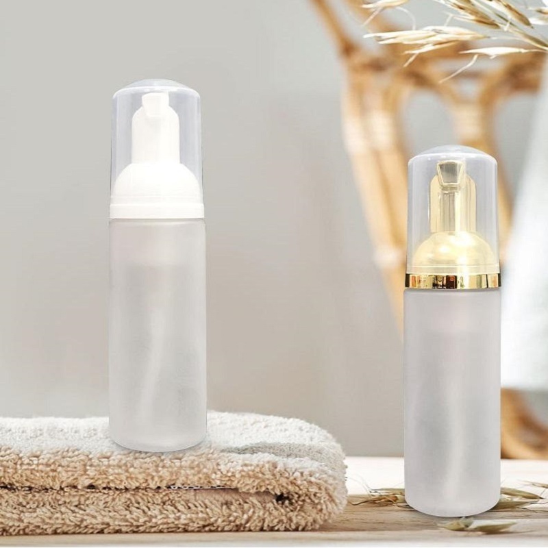 50ml Travel Foamer Frosted Plastic Foam Bottles with Gold/Silver Pump Hand Wash Soap Mousse Cream Dispenser Bubbling Bottle