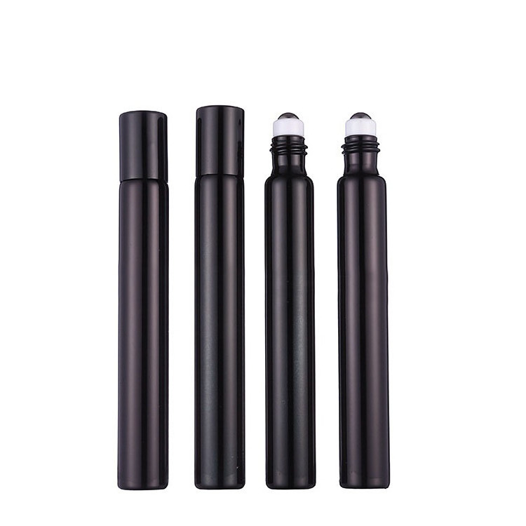 Black Glass Roller Bottles Refillable Roll On Bottle for essential oil serum perfume 5ml 10ml 15ml Skin Care Cosmetic Containers