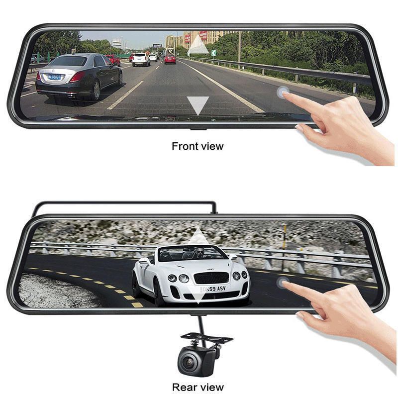 2160P Touch Screen 12 Inch Rearview 4k Car Dvr Mirror Dash Cam Video Recorder With GPS Night Vision Reverse Dash Camera