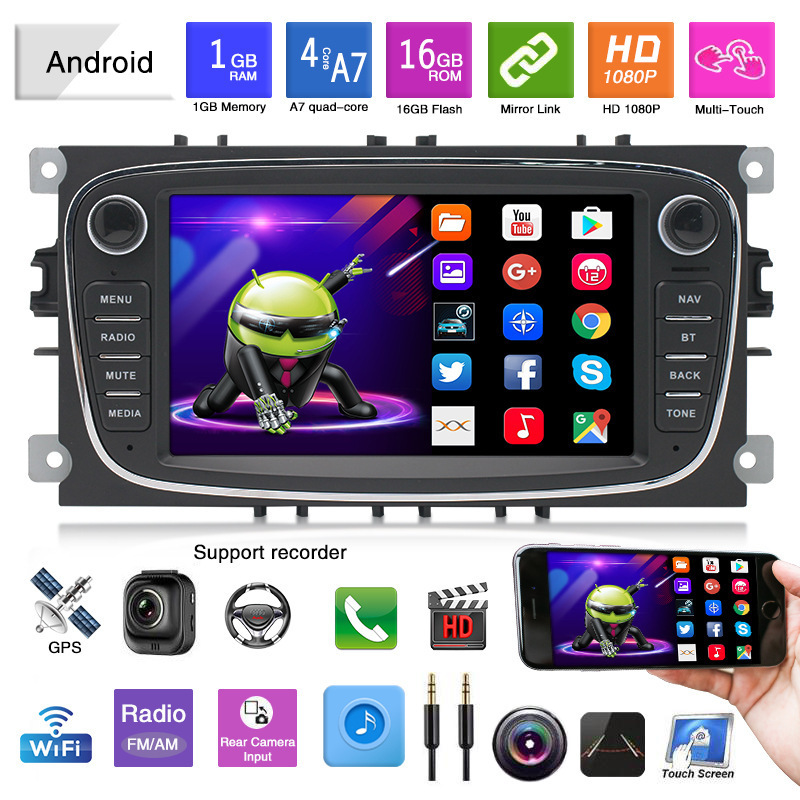 Ford Focus Android Auto stereo 7'' Touch Screen Carplay Wifi GPS Car Radio For Ford Focus II 2008 -2011 For Mondeo C-Max S-Max