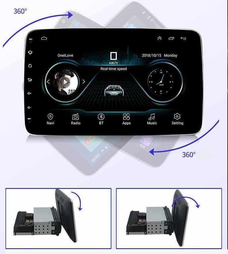 Android 11 Universal 1Din Car Radio 10 Inch 360 Degree Rotation GPS DVD Blue tooth Player Video Multimedia WiFi GPS Mirror Link