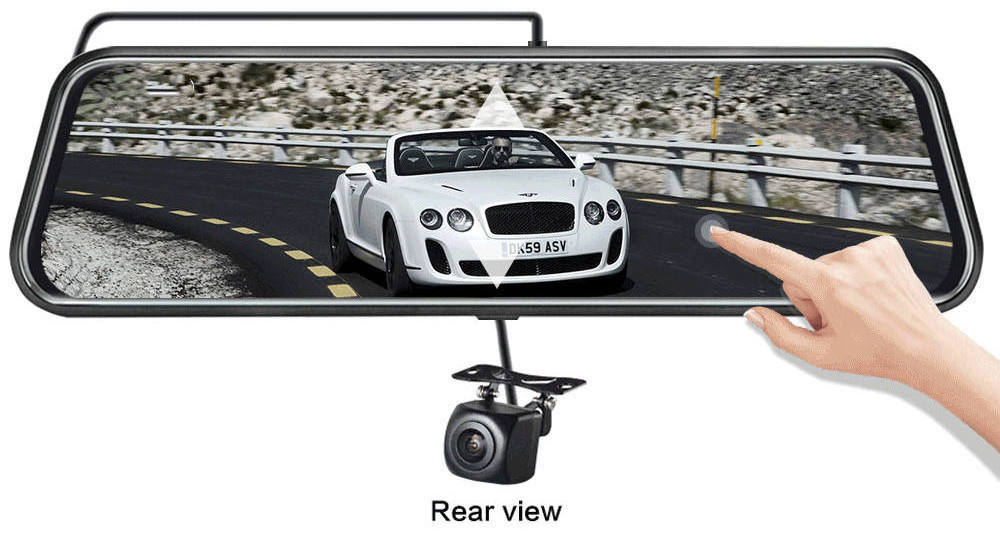 2160P Touch Screen 12 Inch Rearview 4k Car Dvr Mirror Dash Cam Video Recorder With GPS Night Vision Reverse Dash Camera