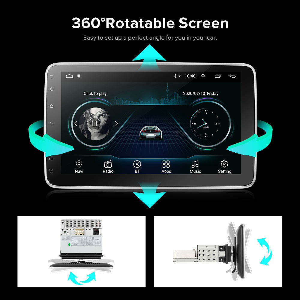 Wholesale 2Din 1din 10 Inch 8227 Touch Screen 360 degree rotation Gps Navigation Car Dvd Player 2+32Gb Android car radio