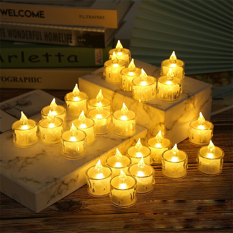 Creative 3D Real Flame LED  Candle Luminous Tea Wax Transparent Pvc Smokeless Ambiance Tear Candle Girl Heart Night Lights