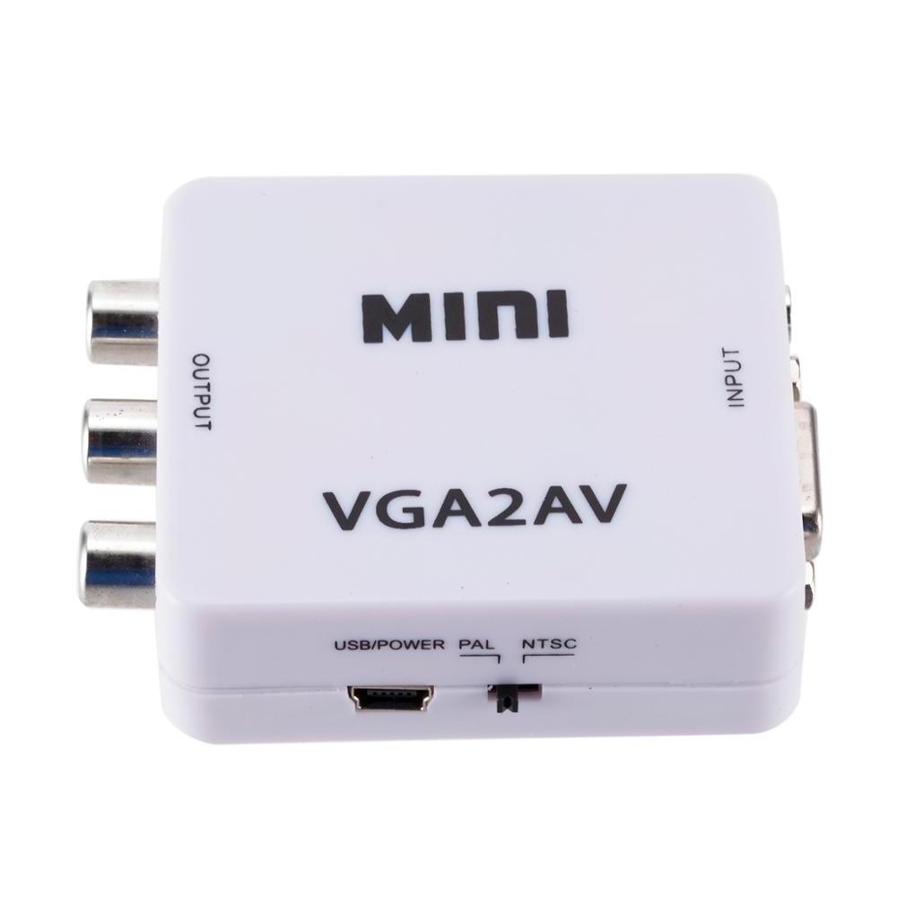 Mini VGA to AV Converter Adapter Support HD 1080P VGA2AV RCA Converter with 3.5mm audio