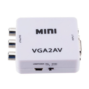 Mini VGA to AV Converter Adapter Support HD 1080P VGA2AV RCA Converter with 3.5mm audio