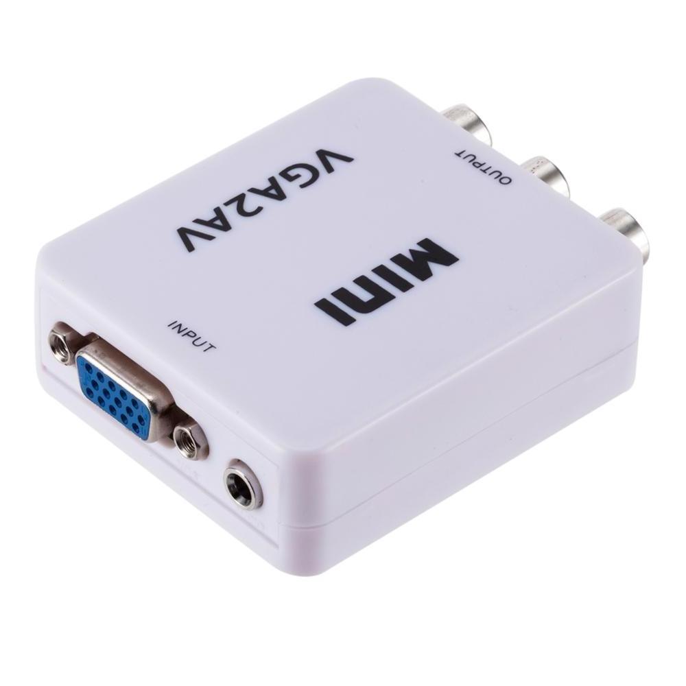 Mini VGA to AV Converter Adapter Support HD 1080P VGA2AV RCA Converter with 3.5mm audio