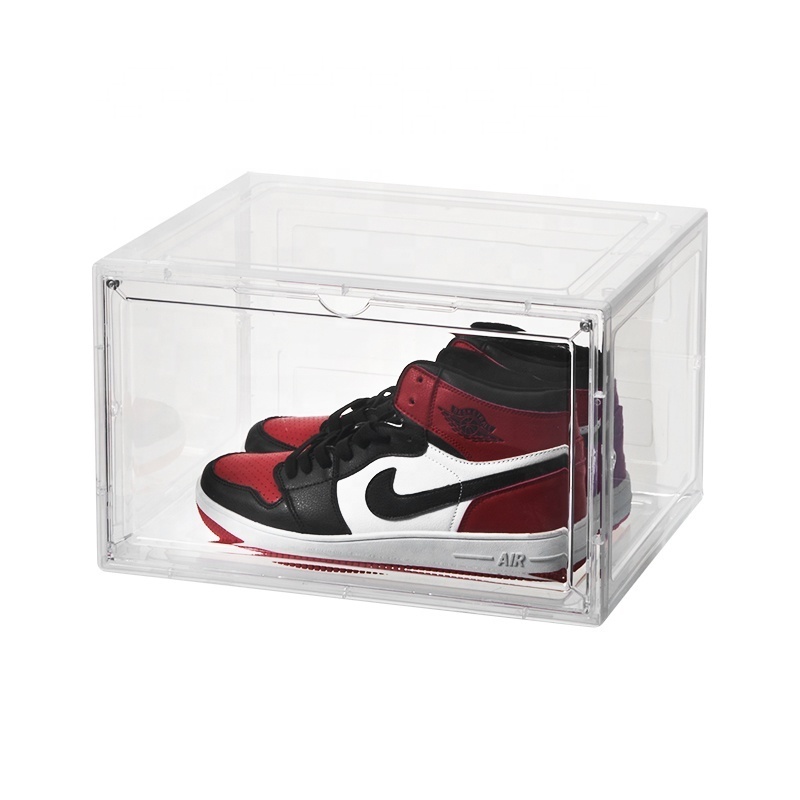 Stackable Finishing Tape Shoe Box Customized Minimalist Multifunction Shoes Display Transparent Logo Wholesale Magnetic Plastic