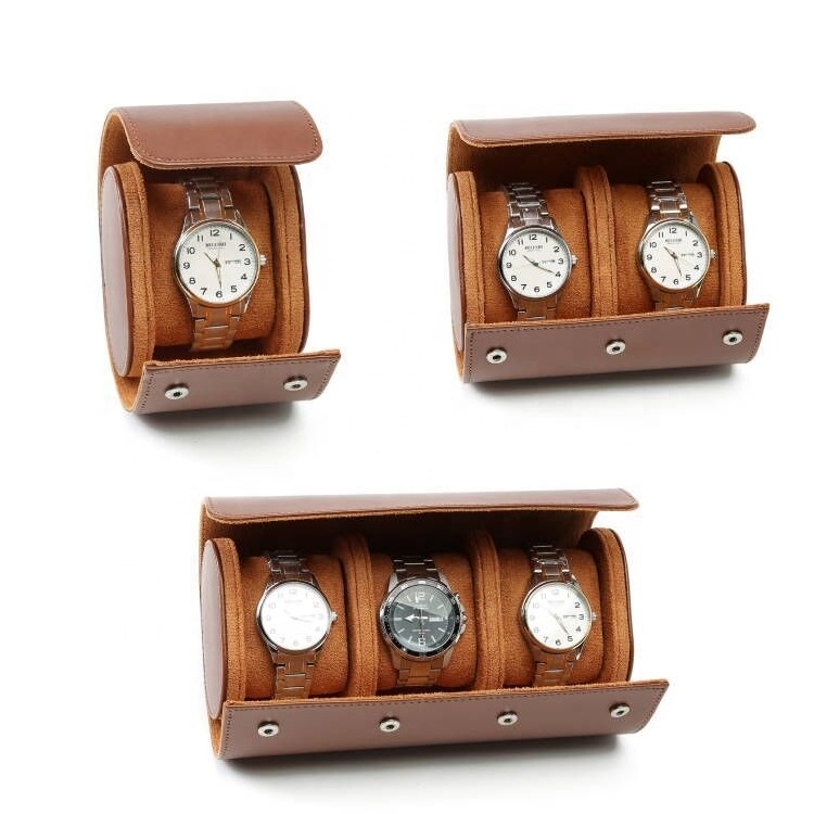 Leather Watch Box, Custom Logo Portable Quartz Watch Storage Packaging Box Ready to Ship Fushifa Wholesale Luxury Handmade