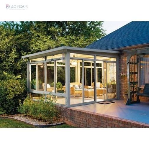 Fuson Aluminum Frame Glass Room Movable Prima Sunroom Prefabricated Retractable Roof Porch Sun Room Sunroom Glass Houses Design