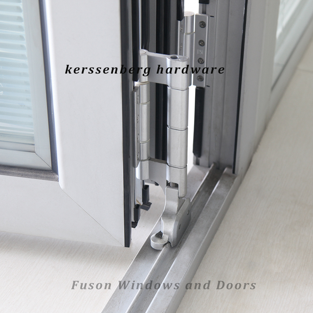 Fuson Exterior Patio Soundproof Glass Folding Door Adjustable Aluminum Folding Doors Glass Sliding Patio Bi Folding Door