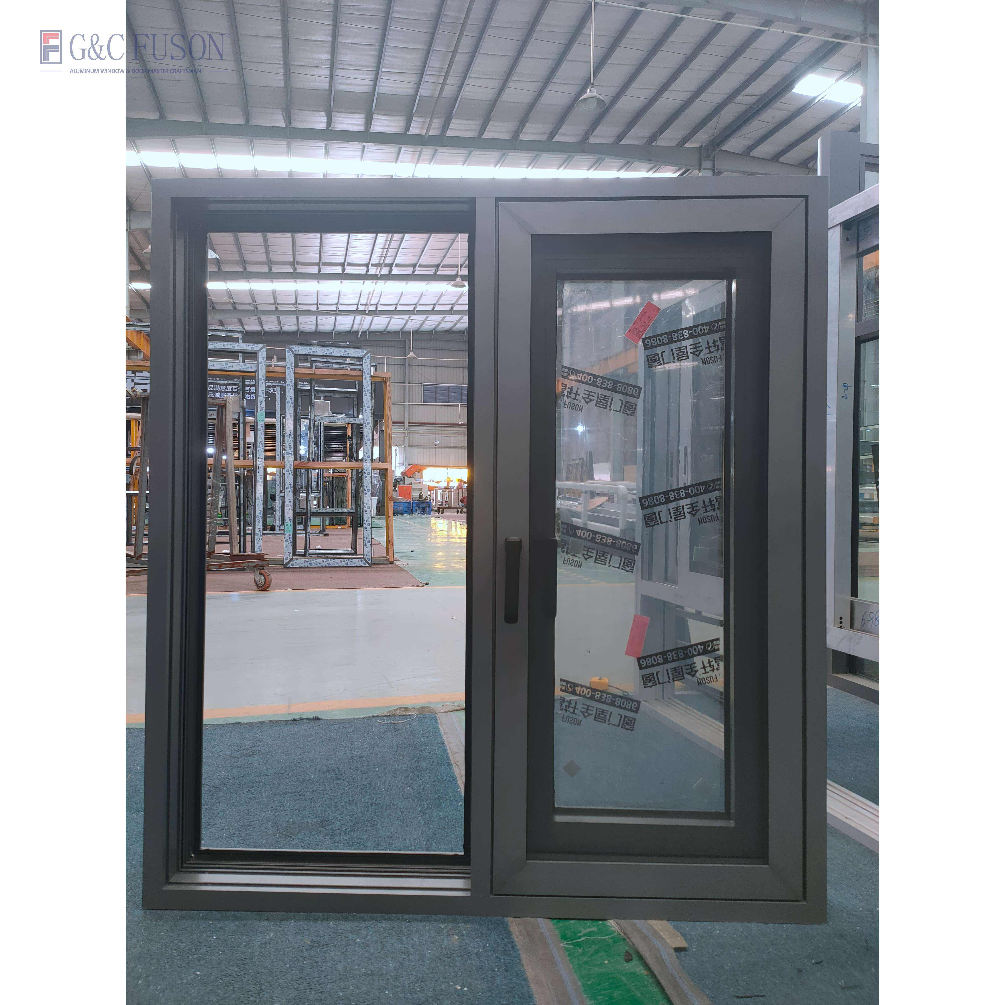 Fuson Canadian Standard Black Aluminum Alloy Glass Design Casement Window Aluminum Swing Windows And Doors Price