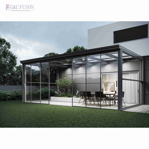 Fuson Low E Four Season Prefab Patio Veranda Sunrooms Aluminium Modern Glass Houses Room Solarium Free Standing Sunrooms