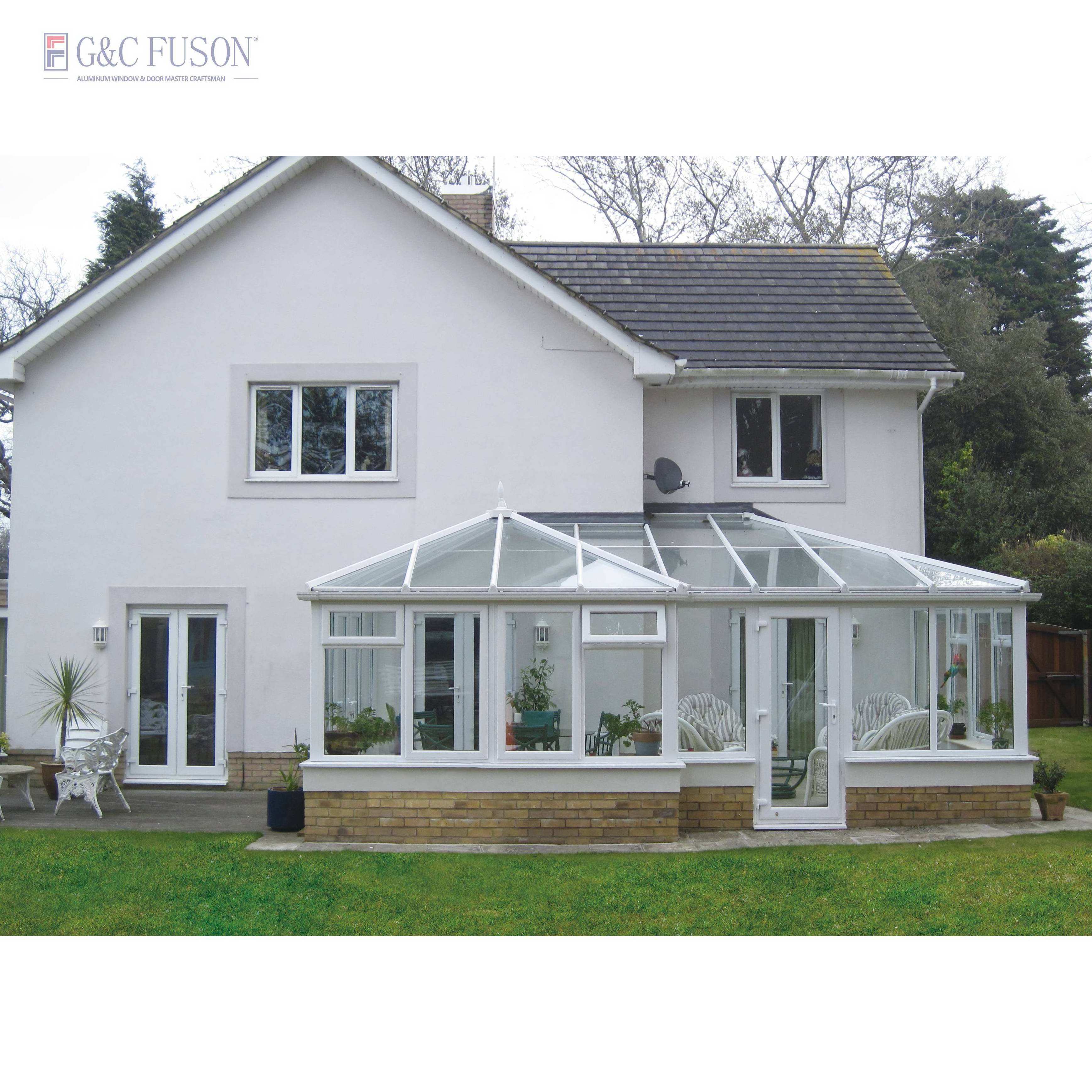 Fuson Aluminum Frame Glass Room Movable Prima Sunroom Prefabricated Retractable Roof Porch Sun Room Sunroom Glass Houses Design