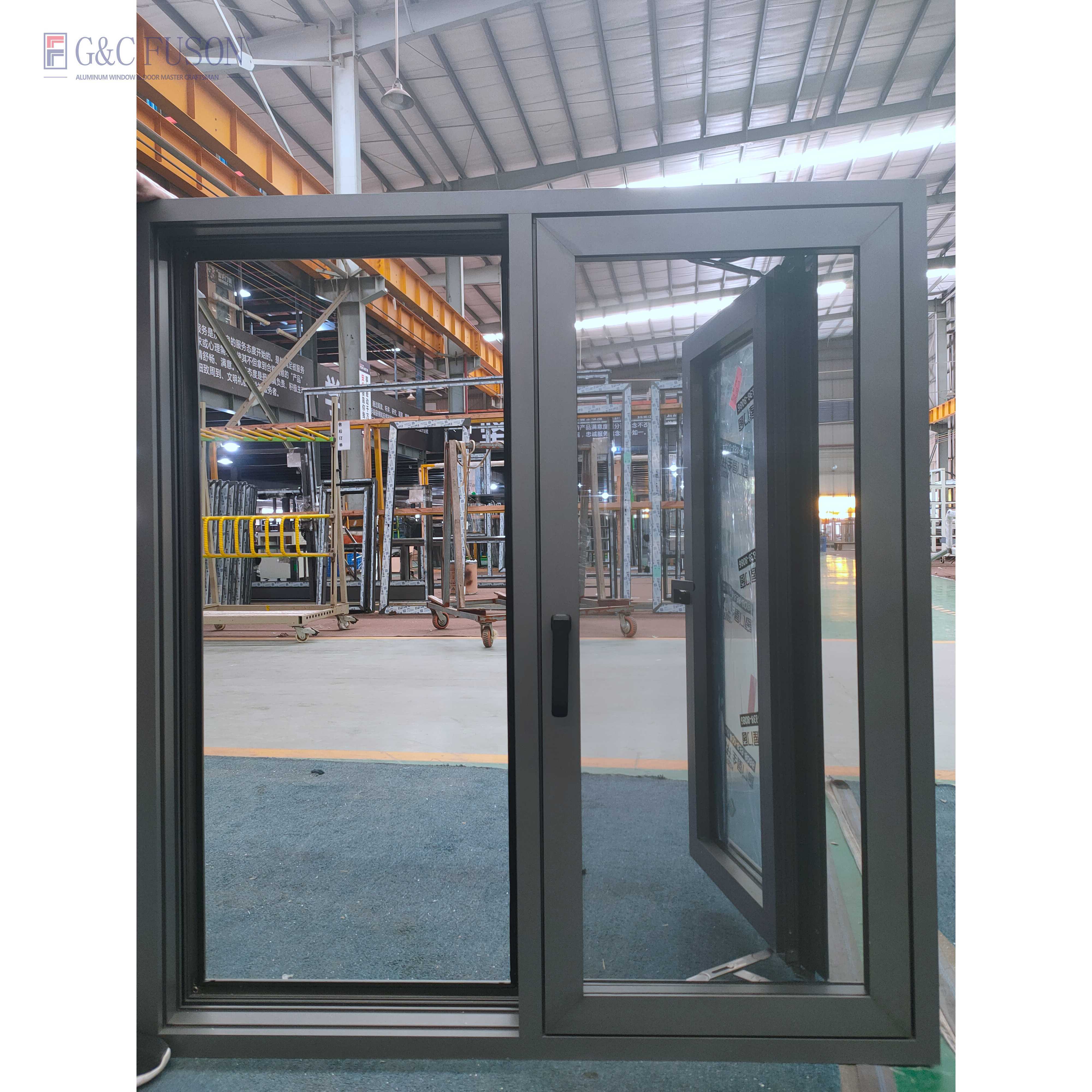 Fuson High Quality Hurricane Impact Tempered Glass Double Glazed Windows Balcony Aluminum Casement Window