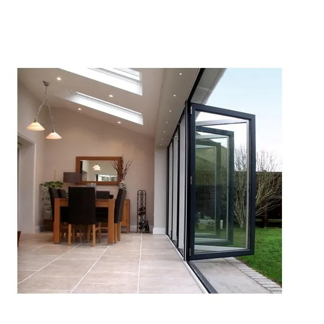 Fuson Top Quality European New Design Balcony Exterior Aluminum Bifold Door Folding Doors With Security Lock