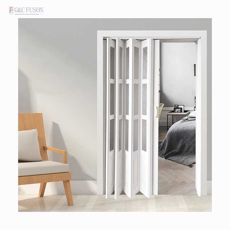 Fuson USA Commercial Residential Lowes Glass Aluminum Bi Folding Accordion Bifold Exterior Door With Locks