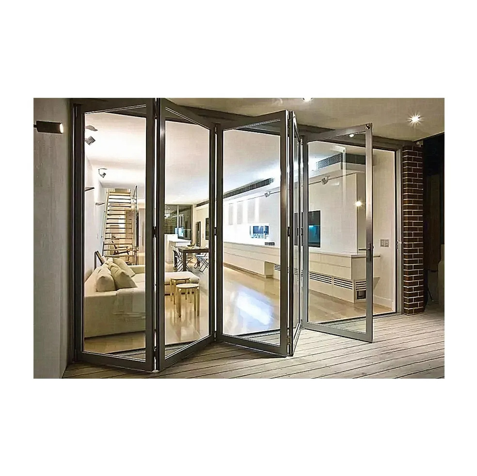 Fuson Top Quality European New Design Balcony Exterior Aluminum Bifold Door Folding Doors With Security Lock