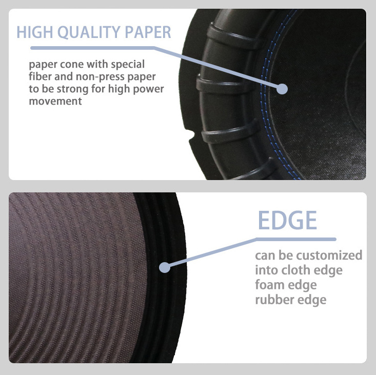 Great deal 12 inch oem odm pro audio cloth edge surround black paper cone pressed or non-pressed speaker cones