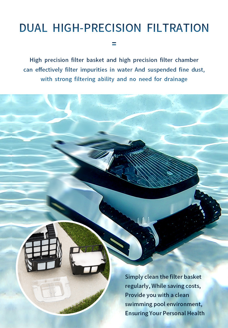 Cordless wall climbing vacuum cleaner suction swimming pool automatic cleaner robot