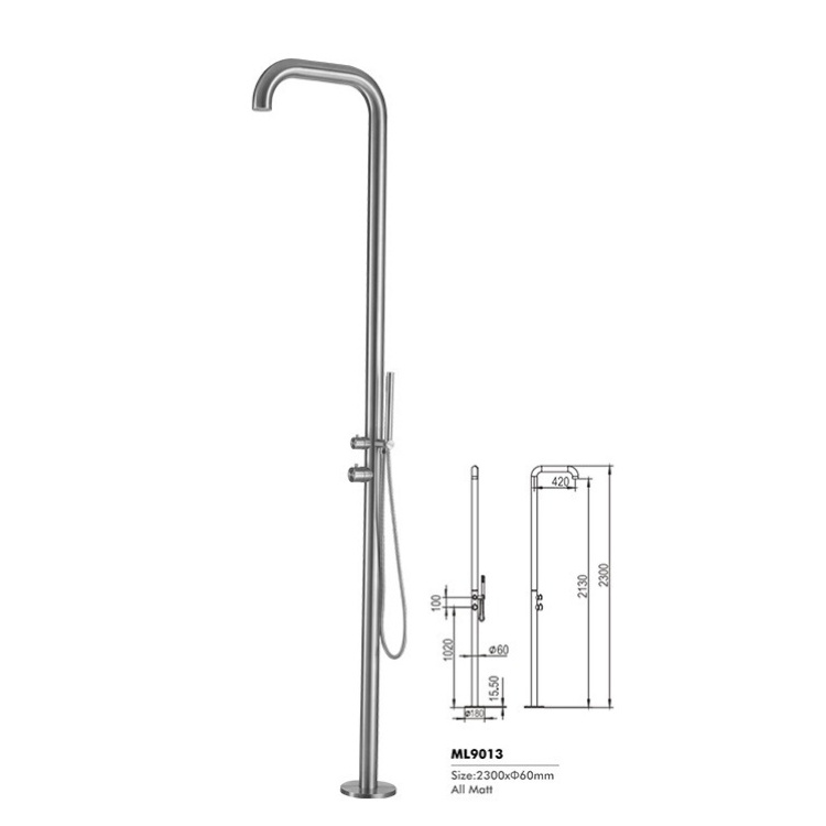 High Quality outdoor stainless steel 316L shower floor outdoor shower column for swimming pool