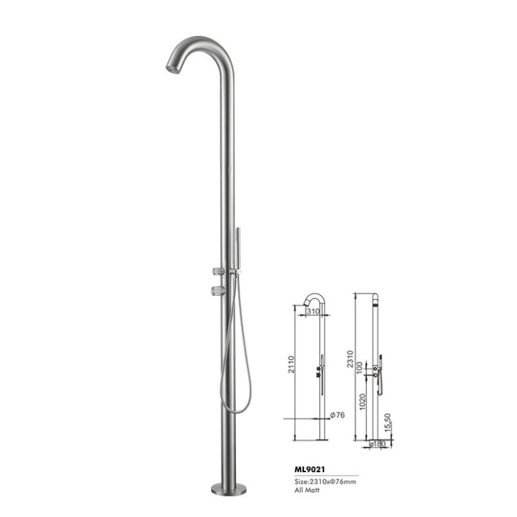 High Quality outdoor stainless steel 316L shower floor outdoor shower column for swimming pool