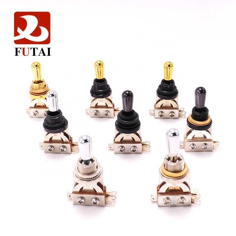 NEW Metal Knob 3 Way Electric Guitar Pickup Toggle Switch Selector Toggle Switch with Metal Tip Knob Black/Gold/Chrome