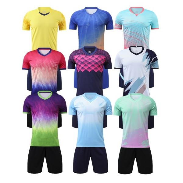 Functional Wear Cheap Soccer Jersey Set Wholesale Blank Style Sublimation Personalized Customization Sportswear Blue White