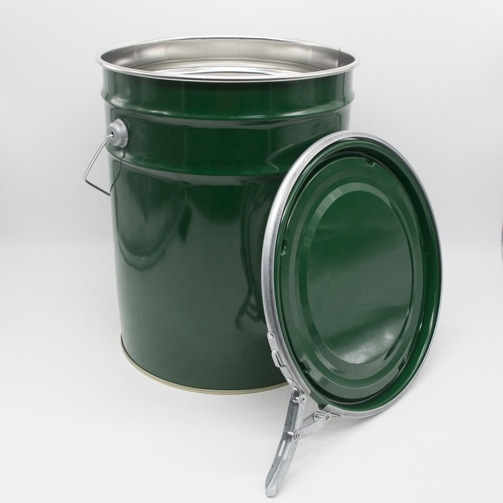 20L UN approved empty metal iron pail chemical grease round metal tin can bucket with lid