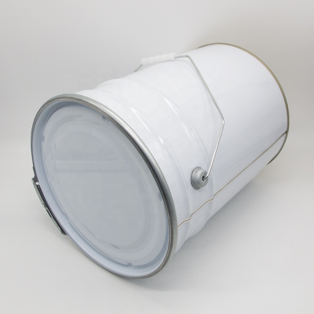 20L white coating paint metal drum industrial pail round metal pail with metal cap