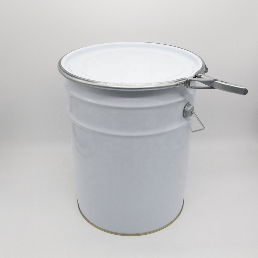 20L white coating paint metal drum industrial pail round metal pail with metal cap