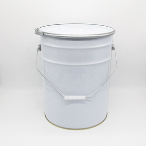 20L white coating paint metal drum industrial pail round metal pail with metal cap