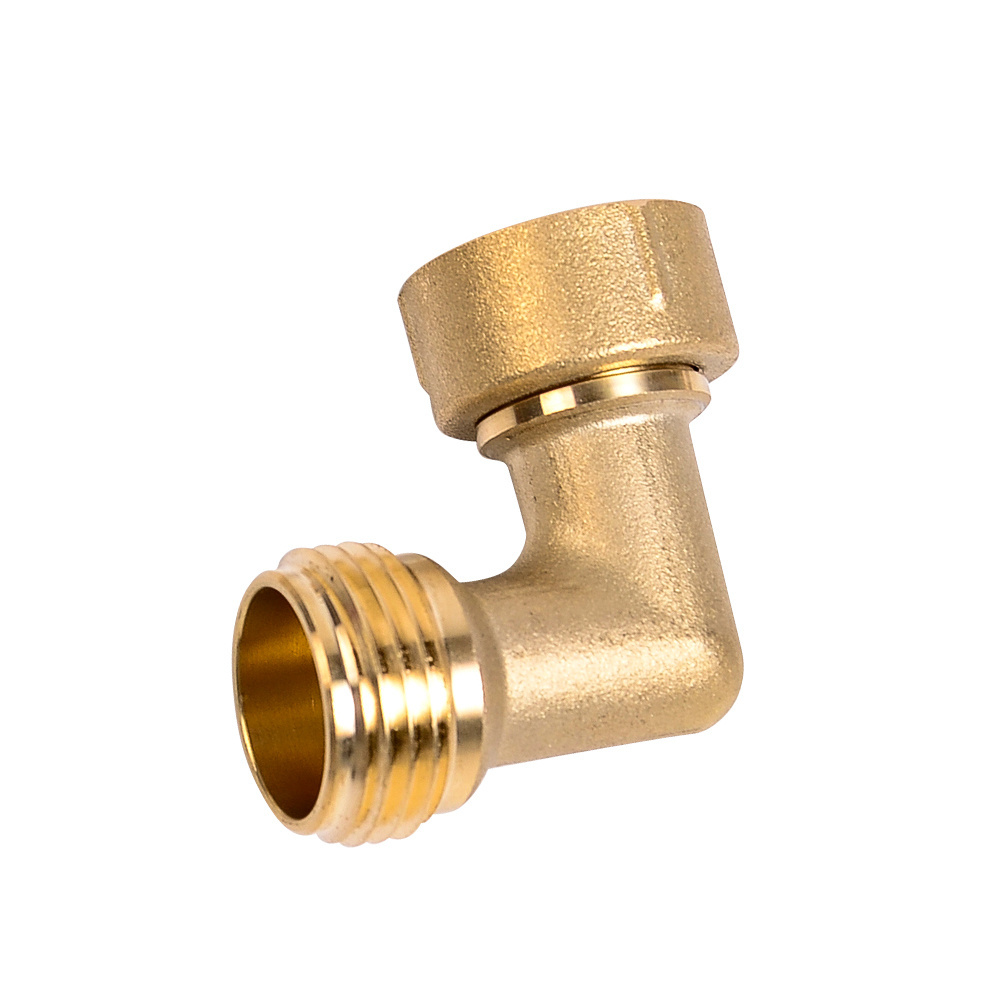 Water Hose Elbow Connector 90 Degree for RV Garden, Solid Brass Adapter Fitting Quick Swivel Connect Adapter Thread Size 3/4