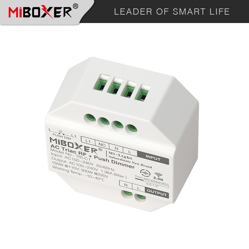 Miboxer Mi Light RF+Push Dimmer Trailing edge AC100~240V Tuya WiFi + RF + AC Triac Dimmer Voice control single color controller