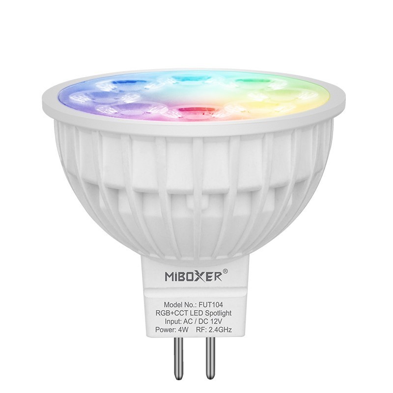 Mi light Miboxer FUT104 4W MR16 RGB+CCT Smart LED Spotlight DC12V Dimmable Full color Led Bulbs 2.4G wireless control