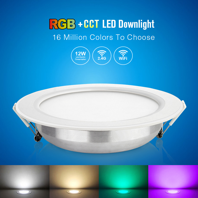 Milight Factory Ultra-thin Round LED Recessed Ceiling Panel Down Light Lamp 1100 Lumens 12W Home Office Commercial Lighting