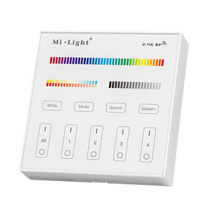 Wall-mounted Glass Touch Panel LED Dimmer Switch Brightness Controller 2.4G RF Multi Zone 4 Groups for RGB CCT Color Strip Light