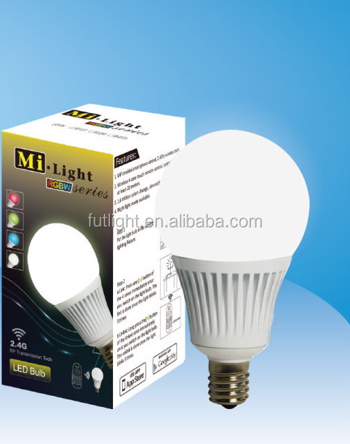 China Wholesale Mi.Light RGB+CCT(2700-6500K) 6w e27 2.4G RF remote control indoor wifi Smart led light bulb