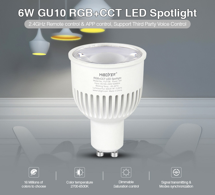 Mi light FUT106 6W GU10 RGB CCT LED light bulbs spotlight smart controller