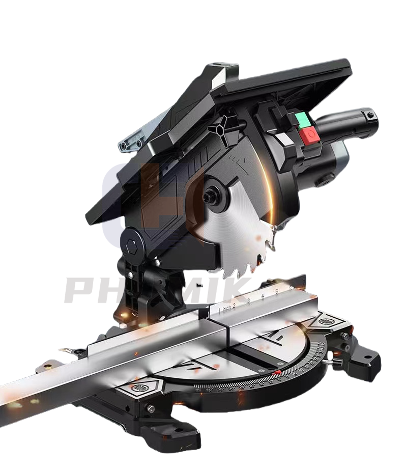 Bevel sliding composite electric miter saw for cutting wood PVC or soft metal cutters