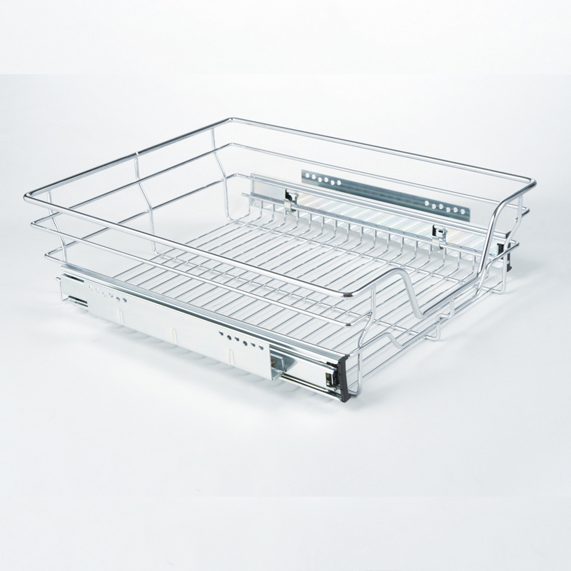 Sliding Flexible Drying Cabinet Stainless Steel Chrome Plated Wire Modern Design Kitchen Dish Rack Accessories Drawer Baskets