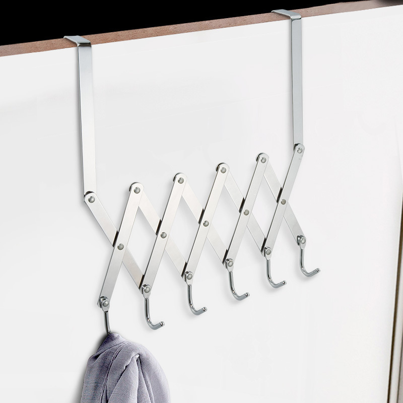 Foldable Over Door Hook Metal Material Over The Door Sundries Hanging Rack Overdoor Six Hooks Coat hook Over Door Towel Rack